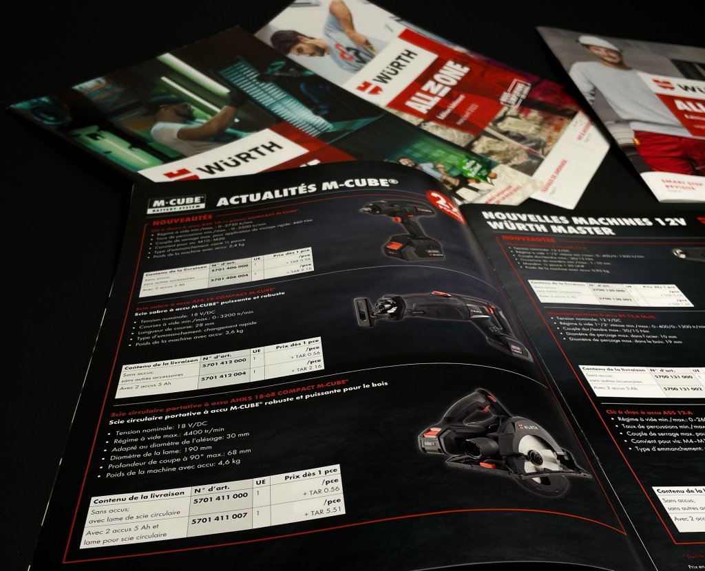 Produktekatalog von Würth mit Detailansicht einer Seite